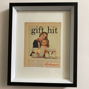 Vintage Ad, Rubbermaid Gift Hit Framed Print with Black and White Frame, 1966